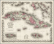 Cuba Vintage Map 1855 Drawing by Carol Japp