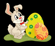 Cute Easter Bunny Hides Behing Colored Eggs Digital Art by Mister Tee