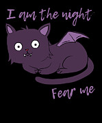 Cute Halloween Cat I Am the Night Fear Me Digital Art by Flippin Sweet Gear