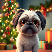 Cute Wide Eyed Little Shih Tzu #4 Digital Art by Steve Mitchell