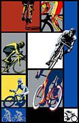 Cycling blocks print Painting by Sassan Filsoof