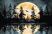 Dance in the Moonlight - Blue and Orange Wall Art Painting by Lourry Legarde Dance in the Moonlight - Blue and Orange Wall Art Painting by Lourry Legarde