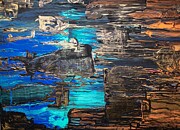 Dark Reflections On The Lake - An Original Art Horror Story Painting by Evjenia Psarris