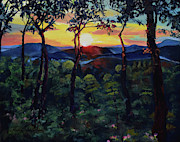 Davids Sunset - Ellijay - North Ga Mountains Painting by Jan Dappen Davids Sunset - Ellijay - North Ga Mountains Painting by Jan Dappen