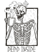 Dead Inside Skeleton Coffee Halloween Meme Digital Art by Flippin Sweet Gear