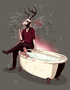 Deer Daddy Series 8 Aftercare VI Drawing by Ludwig Van Bacon
