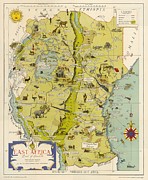 Dennis Owen Mathews - East Africa Tourist Travel Association - East Africa Land of Sunshine - 1949 Digital Art by Vintage Map