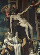 'Descent from the Cross' -detail-, 1547, Spanish School, Oil on panel, P03017. Pedro Machuca. Painting by Pedro Machuca -c 1490-1550-