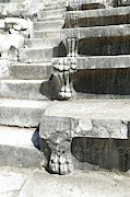 Detail of stone footings of the odeon Photograph by Steve Estvanik