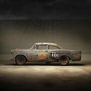 Dirt Track Racer in Black and Silver Digital Art by Yo Pedro