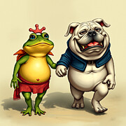 Dog and Frog #1 Digital Art by Steve Mitchell