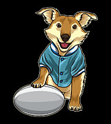 Dog guards Rugby Ball Digital Art by Mister Tee