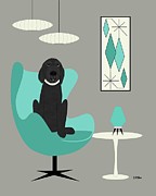 Doodle in Teal Egg Chair Digital Art by Donna Mibus