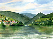 Douro Valley Portugal Painting by Dora Hathazi Mendes
