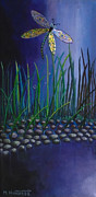 Dragonfly at the Bay II Painting by Mindy Huntress