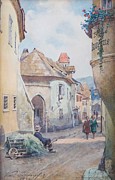 Durnstein Gassenszene art Drawing by Karl Schnorpfeil Austrian