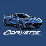 Dynamic Blue C8 Corvette Painting by Lourry Legarde