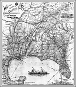 East Tennessee Virginia and Georgia Vintage Railroad Map 1890 Black and White  Drawing by Carol Japp