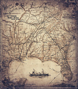 East Tennessee Virginia and Georgia Vintage Railroad Map 1890 Sepia Drawing by Carol Japp