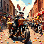 Easter Bunny Biker #1 Digital Art by Steve Mitchell Easter Bunny Biker #1 Digital Art by Steve Mitchell