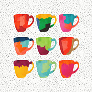 Eclectic Painted Mugs- Art by Linda Woods Mixed Media by Linda Woods