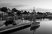 Edgartown Harbor at Sunrise Edgartown MA Martha's Vineyard Black and White Photograph by Toby McGuire