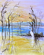 Egret's Solitude Painting by Melinda Hughes-Berland