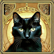 Egyptian Cat in Golden Tones Ai Art by AI Digital