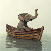 Elephant in a Boat Ai Art by Lori Lea Studios Elephant in a Boat Ai Art by Lori Lea Studios