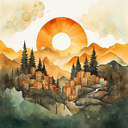 Emerald Vineyards and Terracotta Dreamscapes Painting by Lourry Legarde