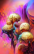 Enchanted Colorful Fungus Art Orange Purple Digital Art by Matthias Hauser