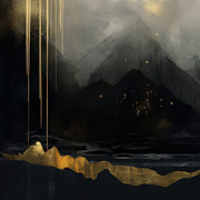 Enigmatic Terrain - Abstract Landscape in Black and Gold Painting by Lourry Legarde Enigmatic Terrain - Abstract Landscape in Black and Gold Painting by Lourry Legarde