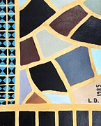 Espaces en bleu et noir Painting by Dominique Lecomte