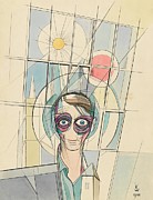 Euphorie Selbstportrat  art Drawing by Karl Wiener Austrian