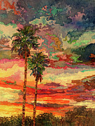 Evening Glow - Palm Trees at Sunset Painting by Hailey E Herrera