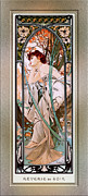 Evening Reverie by Alphonse Mucha Remastered Xzendor7 Retro Art Reproductions Painting by Xzendor7