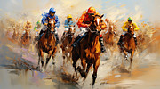 Excitement of the Finish Line - Kentucky Derby Artwork Painting by Lourry Legarde Excitement of the Finish Line - Kentucky Derby Artwork Painting by Lourry Legarde