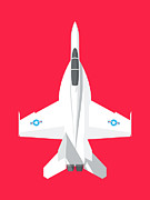 F-18 Super Hornet Jet Fighter Aircraft - Crimson Digital Art by Organic Synthesis