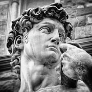 Face Detail of David by Michelangelo Florence Black and White  Photograph by Carol Japp