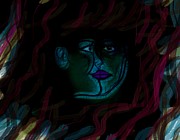 Faces Hiding Abstract Drawing by Joan Stratton