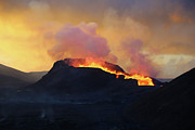Fagradalsfjall Volcano and the Midnight Sun Photograph by Shanna Vincent