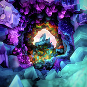 Fantasy Geode XI colorful geology 101 art series Digital Art by Tina Lavoie