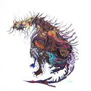 Fantasy Moose Dragon Painting by Priscilla Batzell Expressionist Art Studio Gallery