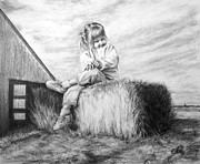 Farm Girl Drawing by Arthur Fix