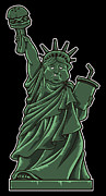 Fat Lady Liberty Fast Food Society Hamburger Digital Art by Mister Tee