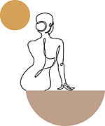 Female Nudity Printable Line Art, Sexy Woman Figure Nude Drawing, Abstract Naked Woman Print Drawing by Mounir Khalfouf
