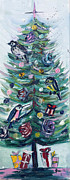 Festive Feathers in a Fir Painting by Roxy Rich Festive Feathers in a Fir Painting by Roxy Rich