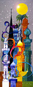 Festive Minarets Painting by Elhamy Naguib