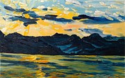 Fewa Lake at Sunset Painting by Emerald Wave