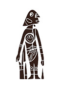 Figure in the style of primitive art Drawing by Michal Boubin